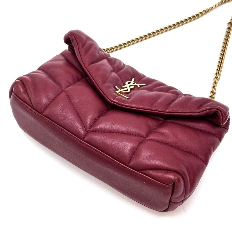 YSL 紅金PUFFERTOY 羊皮雲朵肩背斜背鏈條包21*13.5*8 9新 配件塵袋-4