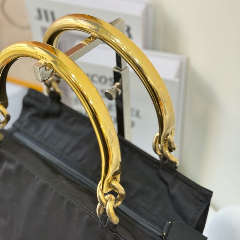 Prada 黑金手柄托特手提包-2