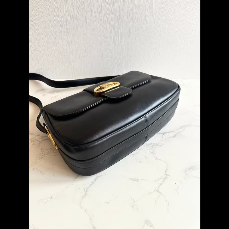 【LA LUNE】稀有品 Celine黑金大凱旋門馬鞍包 單肩包 側背包 中古包 二手包-1