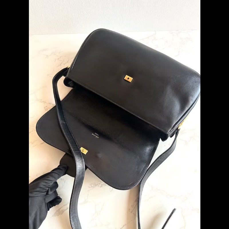 【LA LUNE】稀有品 Celine黑金大凱旋門馬鞍包 單肩包 側背包 中古包 二手包-4