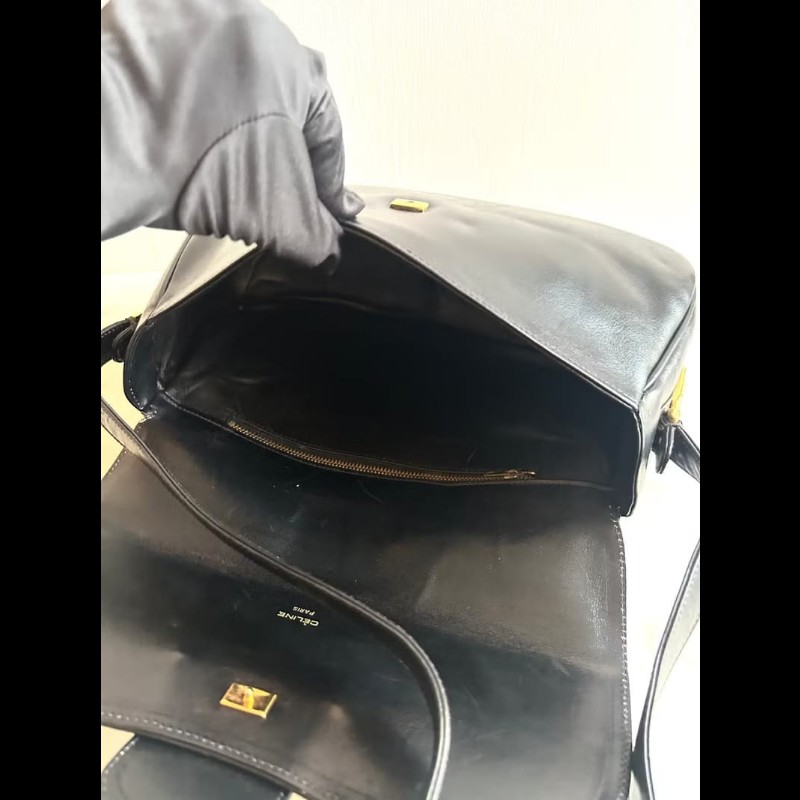 【LA LUNE】稀有品 Celine黑金大凱旋門馬鞍包 單肩包 側背包 中古包 二手包-6