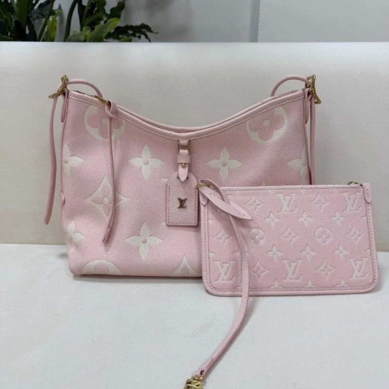 Lv 櫻花粉carryall 全皮壓紋 小號 芯片款 29.5×24cm 9新 配件子袋 塵袋-1