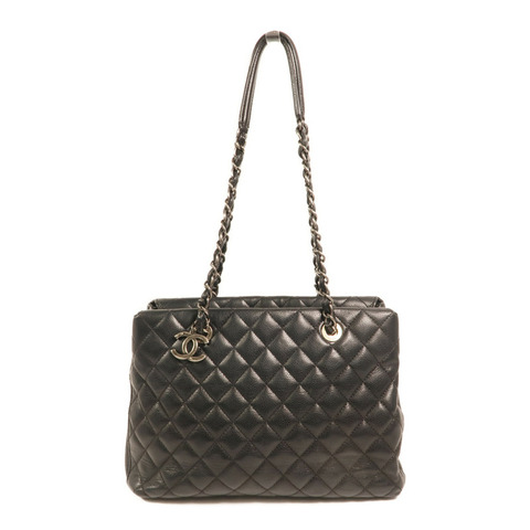 CHANEL 牛皮皮革Chain Shoulder銀扣鏈帶肩背袋