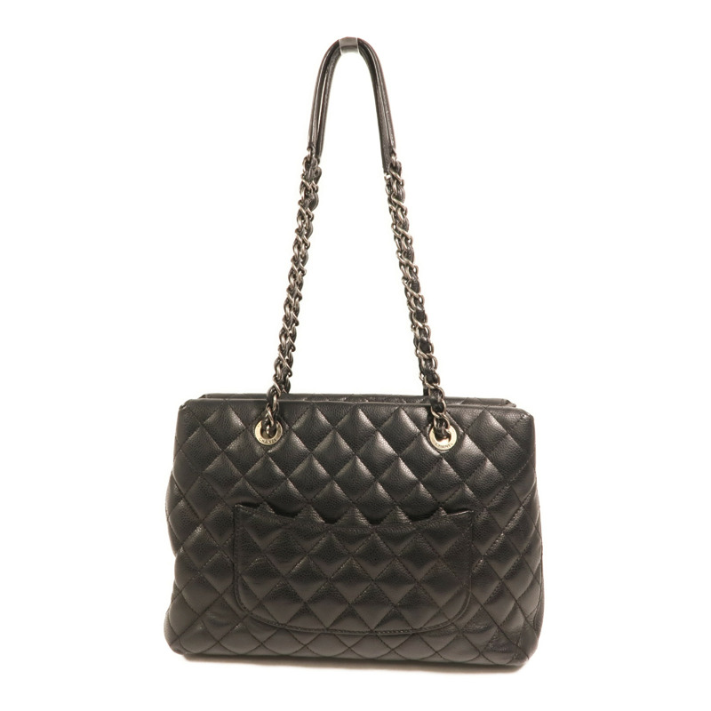 CHANEL 牛皮皮革Chain Shoulder銀扣鏈帶肩背袋-1