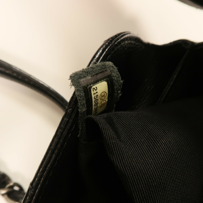 CHANEL 牛皮皮革Chain Shoulder銀扣鏈帶肩背袋-6