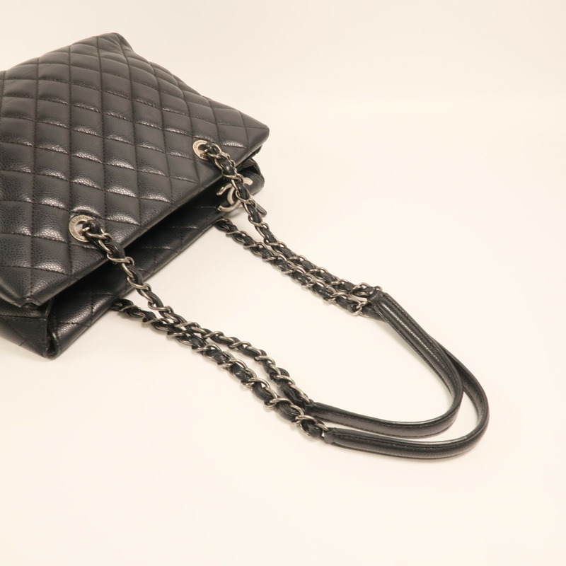 CHANEL 牛皮皮革Chain Shoulder銀扣鏈帶肩背袋-7