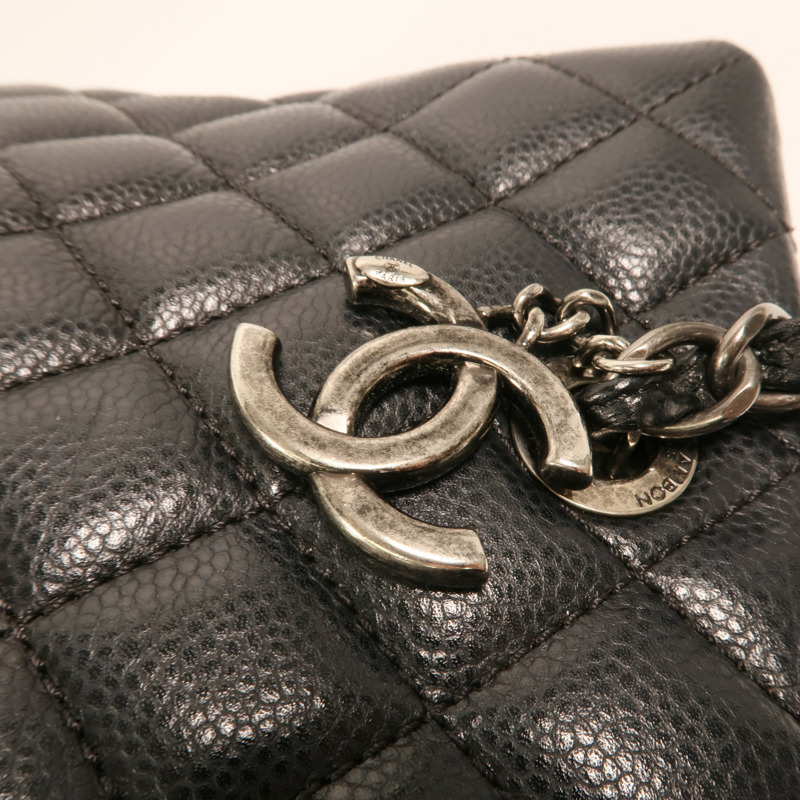 CHANEL 牛皮皮革Chain Shoulder銀扣鏈帶肩背袋-8