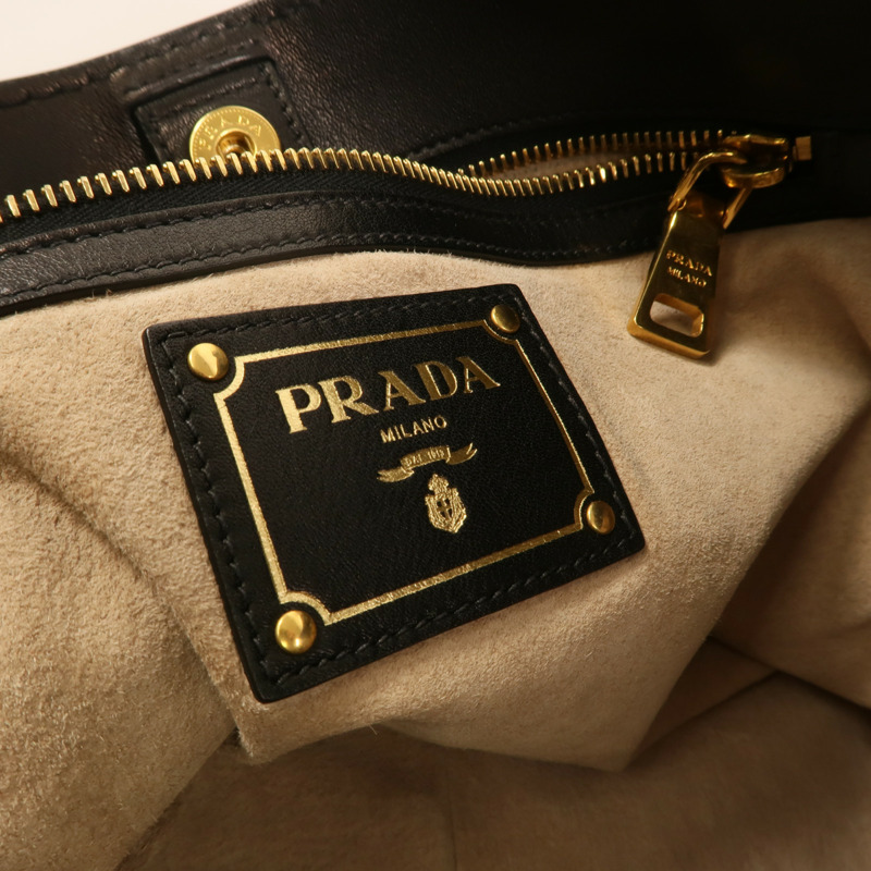 PRADA 牛皮皮革Shoulder Bag金扣肩背袋-5