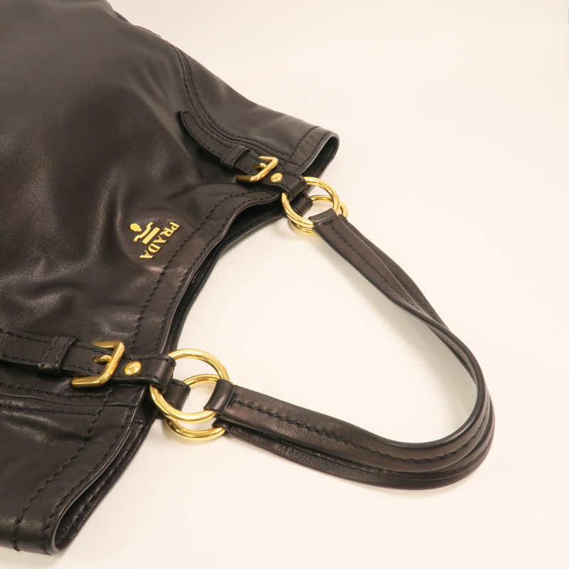 PRADA 牛皮皮革Shoulder Bag金扣肩背袋-7