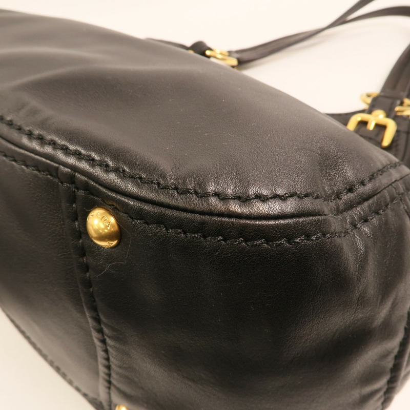 PRADA 牛皮皮革Shoulder Bag金扣肩背袋-11