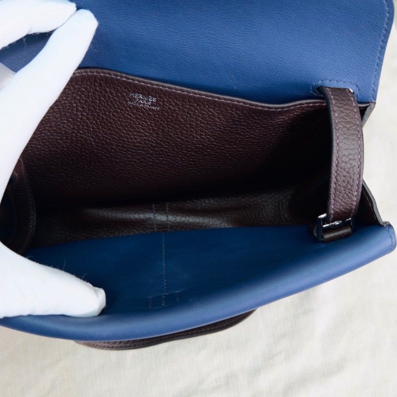 HERMES深棕拼色halzan25 手提斜背包24*17*7 9新 配件塵袋-7