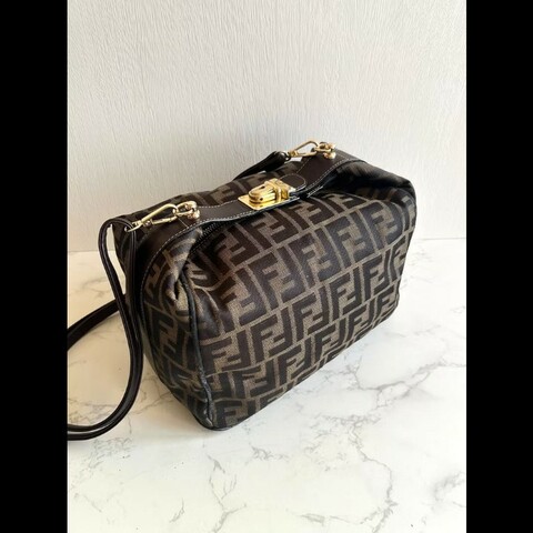 【LA LUNE】絕版中古包 Fendi老花金扣飯盒包 側背包 斜背包 斜孭包 單肩包