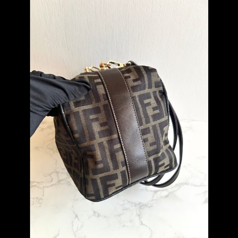 【LA LUNE】絕版中古包 Fendi老花金扣飯盒包 側背包 斜背包 斜孭包 單肩包-4