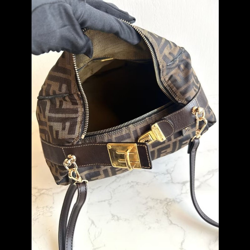 【LA LUNE】絕版中古包 Fendi老花金扣飯盒包 側背包 斜背包 斜孭包 單肩包-5