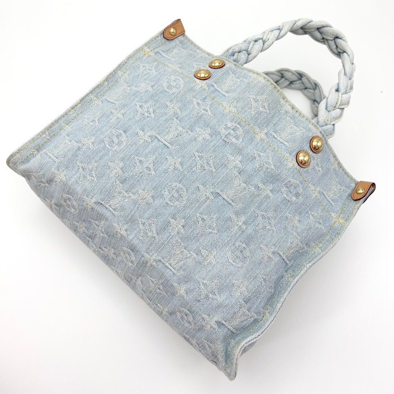 Lv 小號丹寧淺牛仔手提托特包28*22*11 9新 配件塵袋-4