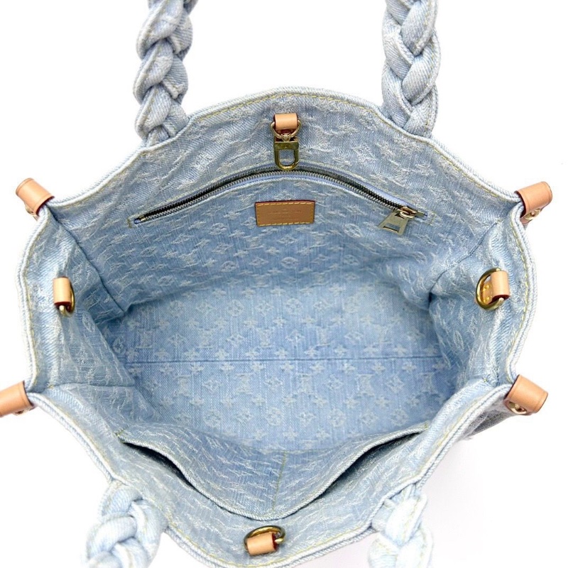 Lv 小號丹寧淺牛仔手提托特包28*22*11 9新 配件塵袋-7