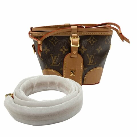 LOUIS VUITTON 路易威登 M57099 NOE PURSE MINI 迷你老花水桶包 帆布 棕色 金釦