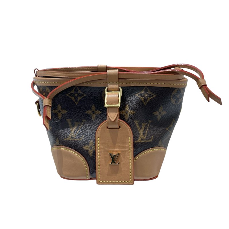 LOUIS VUITTON 路易威登 M57099 NOE PURSE MINI 迷你老花水桶包 帆布 棕色 金釦-1