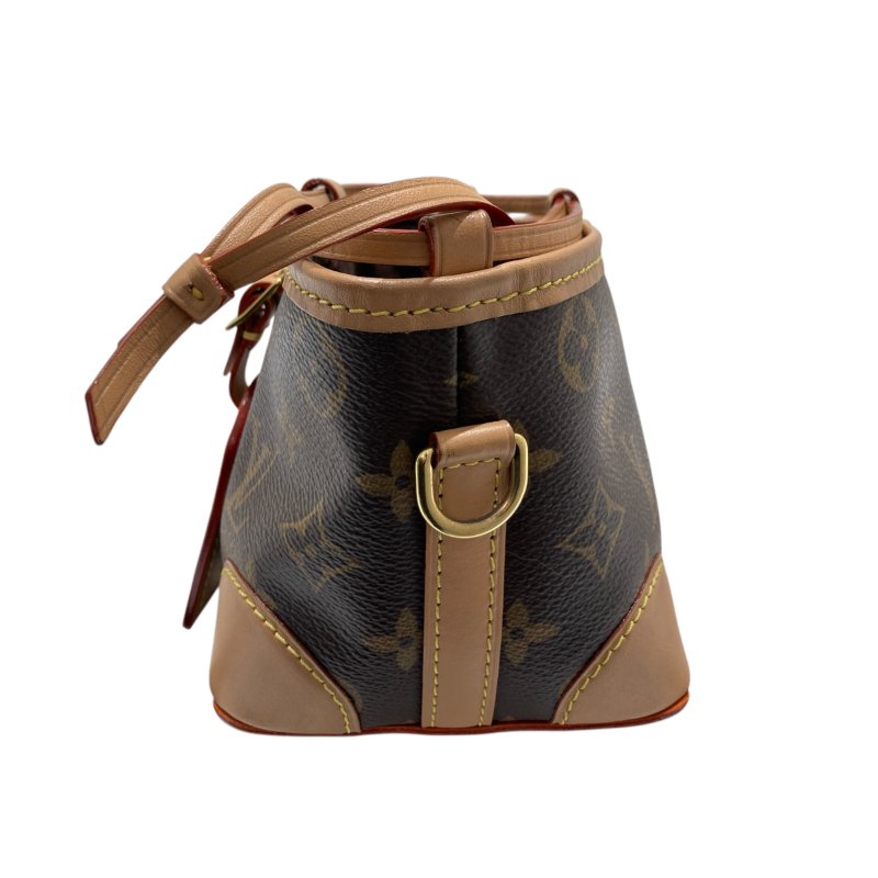 LOUIS VUITTON 路易威登 M57099 NOE PURSE MINI 迷你老花水桶包 帆布 棕色 金釦-4