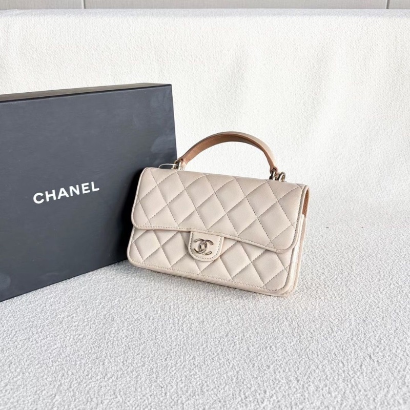 Chanel 鏈條翻蓋包 奶茶色 金扣 羊皮 17*10*3.5 95新 配件塵袋 購證 盒子說明書-5