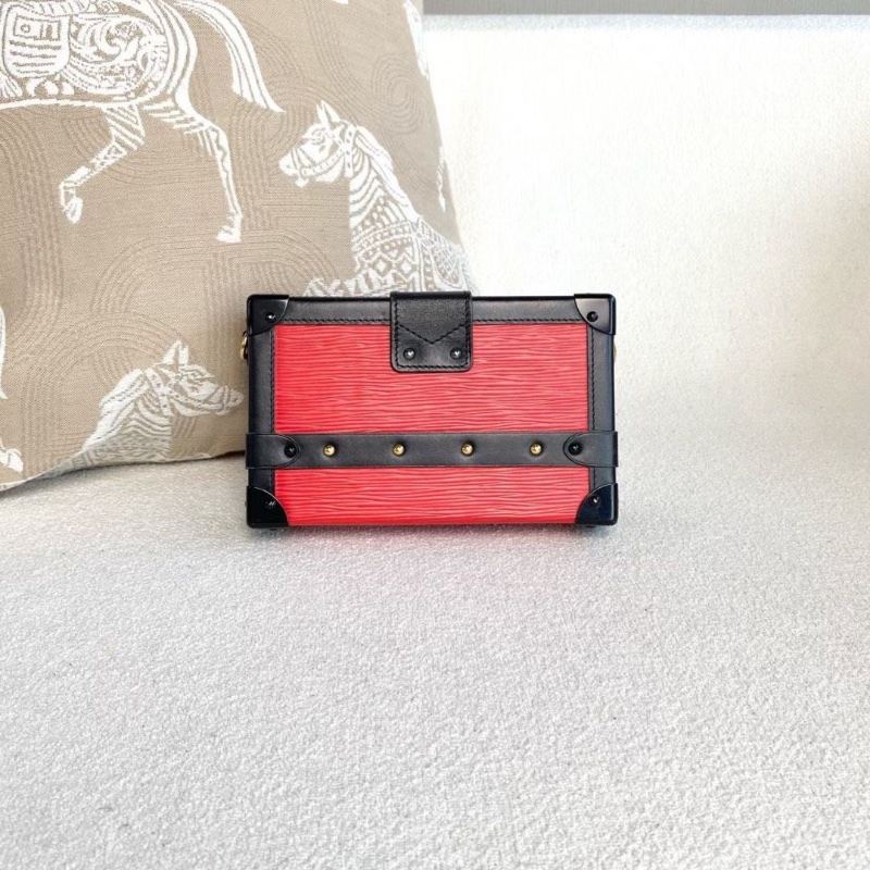LV水波紋Petite Malle硬盒子 黑紅拼色 金扣19*12*5 9新 配件肩帶 塵袋-3