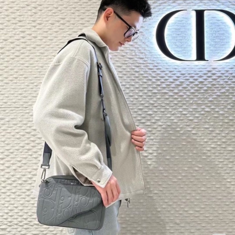 Dior馬鞍三合一斜挎包 深灰色 銀扣 23.5*16.5*4  9新 配件馬鞍子包*2 肩帶 塵袋-0