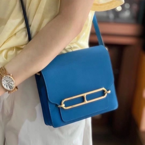 Hermes Roulis豬鼻子19 坦桑尼亞藍 evercolor皮 金扣15.5*17.5*5  9新 配件塵袋