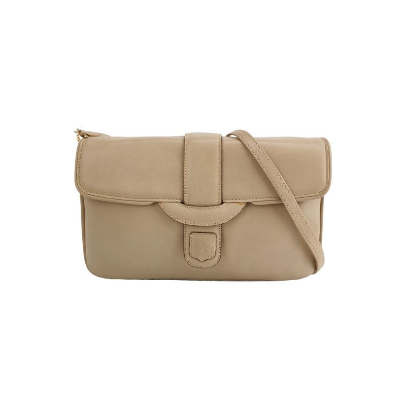 Celine牛皮純色翻蓋斜挎包-0