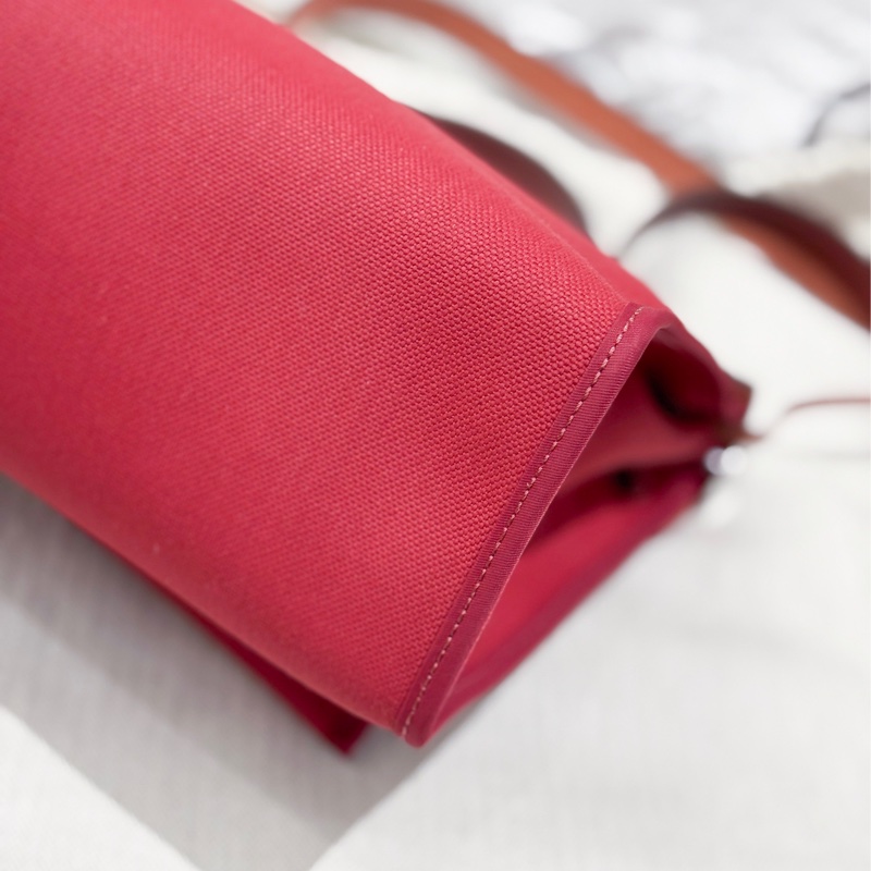 Hermes愛馬仕 31herbag 磚紅色帆布拼皮 CK銀扣 閒置新-4