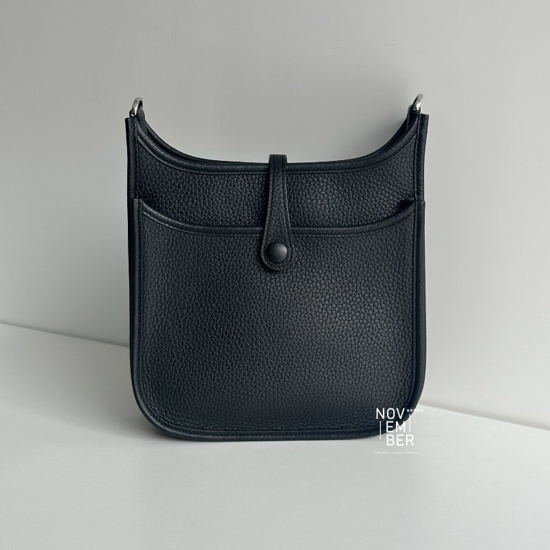 99新🆕 新尺寸✨ Hermès 愛馬仕 Evelyne 23 黑色銀釦-6