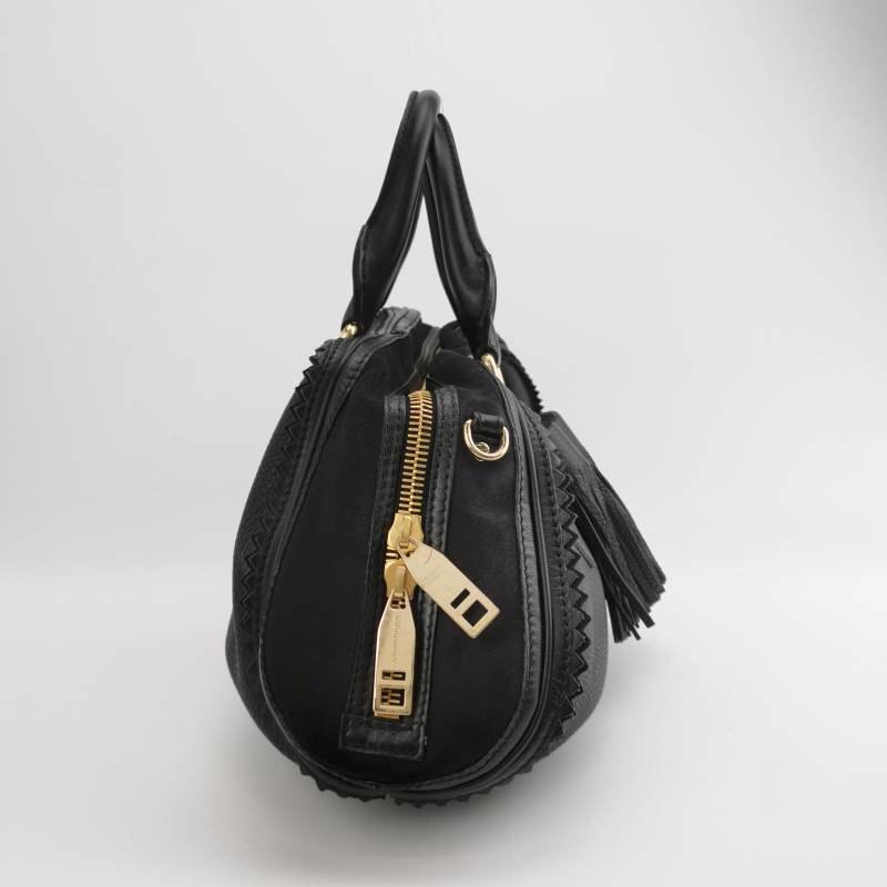 Burberry牛皮翻毛皮純色流蘇裝飾銘牌徽標斜挎包單肩包-2