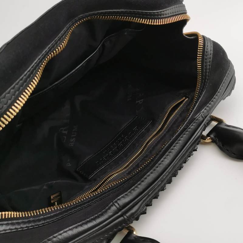 Burberry牛皮翻毛皮純色流蘇裝飾銘牌徽標斜挎包單肩包-5