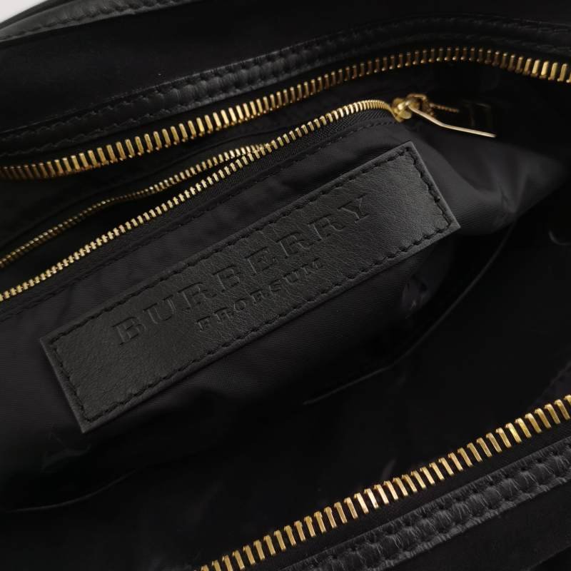 Burberry牛皮翻毛皮純色流蘇裝飾銘牌徽標斜挎包單肩包-6