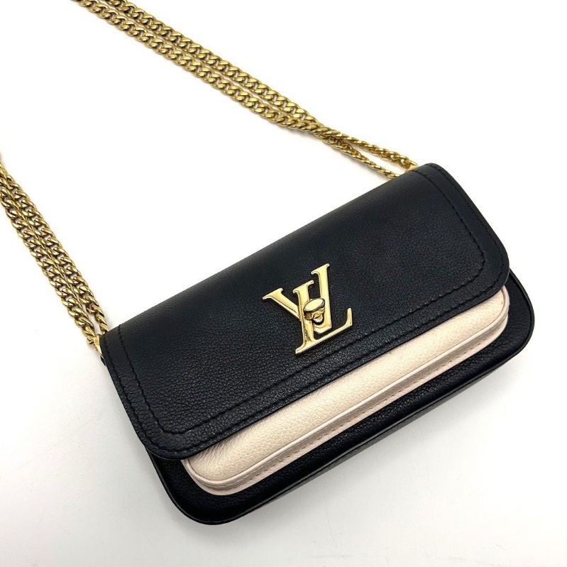 LV LOCKMETENDER 拼色肩背斜背鏈條包芯片款19*11*6 9新 配件塵袋-4