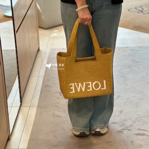 LOEWE草編手提肩背斜背托特包23*19*10  95新 配件塵袋