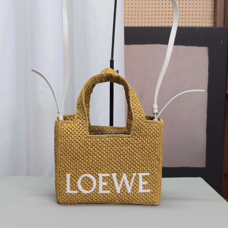 LOEWE草編手提肩背斜背托特包23*19*10 95新 配件塵袋-1
