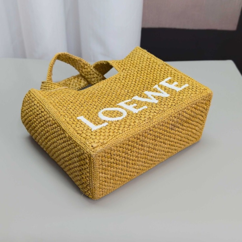 LOEWE草編手提肩背斜背托特包23*19*10 95新 配件塵袋-3