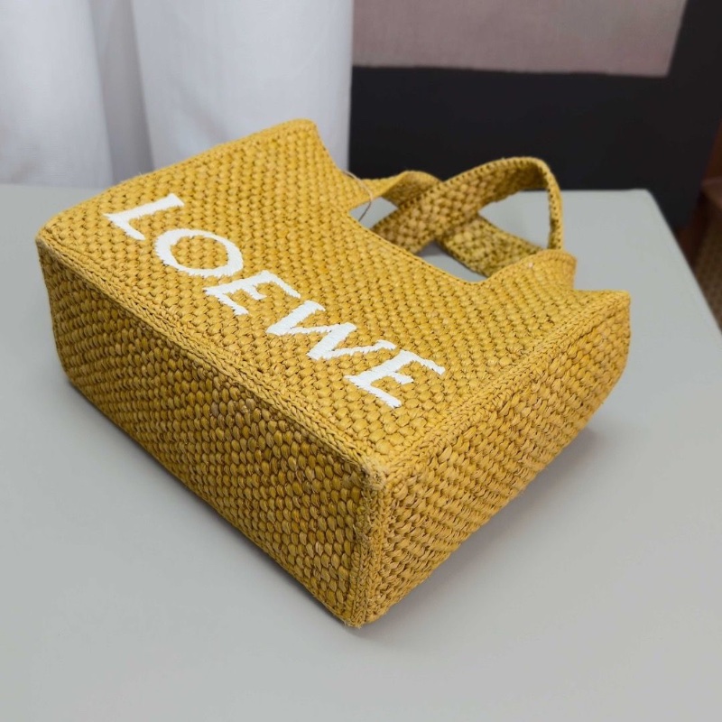 LOEWE草編手提肩背斜背托特包23*19*10 95新 配件塵袋-5