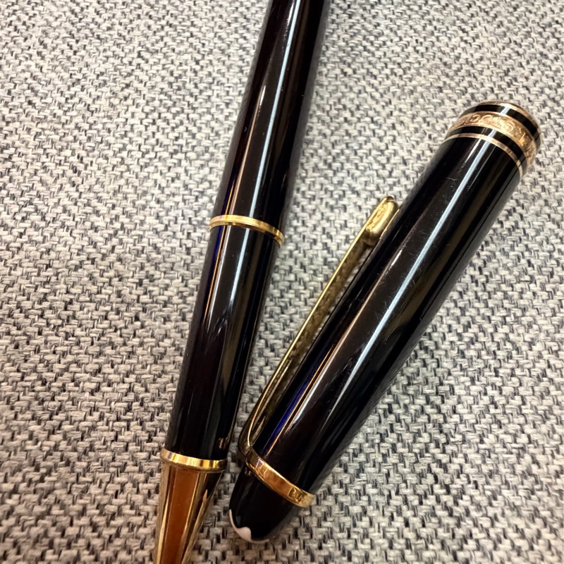 真品MONTBLANC 萬寶龍 Meisterstück 大師傑作(大班)鍍黃金經典鋼珠筆(古董級)-2
