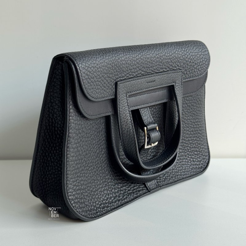 99新🆕 Hermès 愛馬仕 Halzan 25 黑色銀釦-1