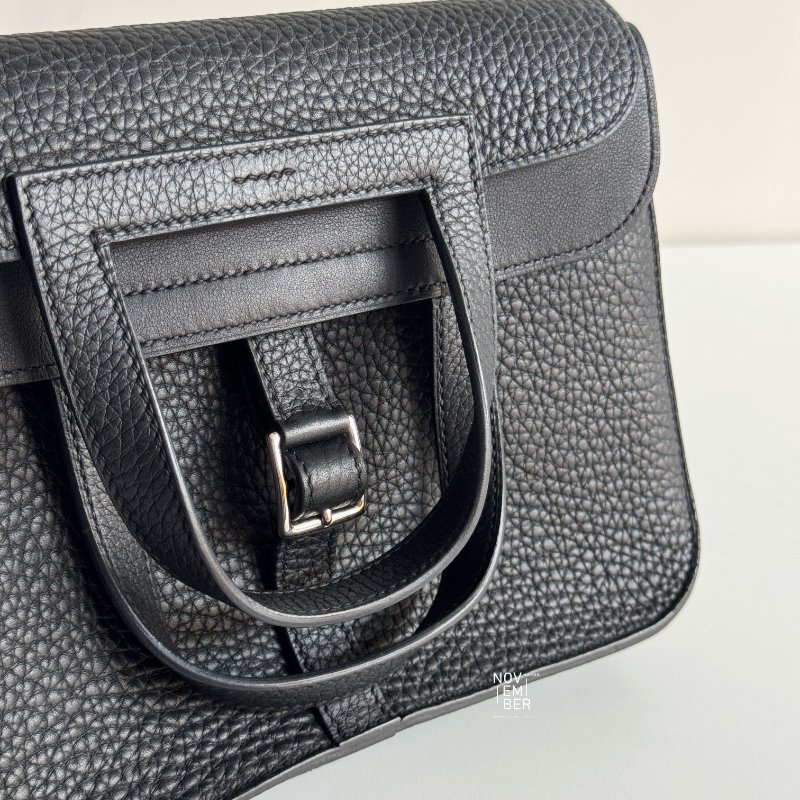 99新🆕 Hermès 愛馬仕 Halzan 25 黑色銀釦-2
