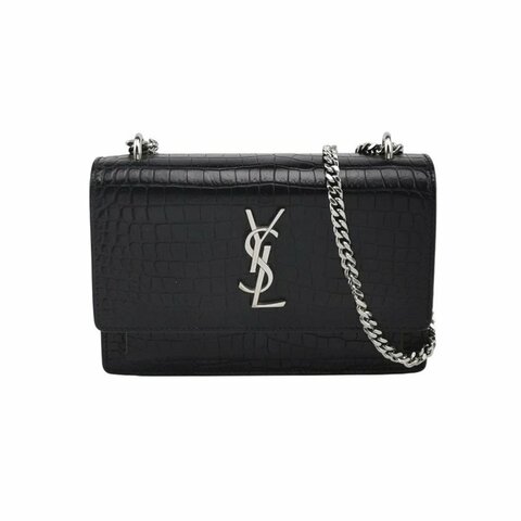 Saint Laurent Sunset日落包迷你牛皮純色鱷魚紋YSL標誌單肩包