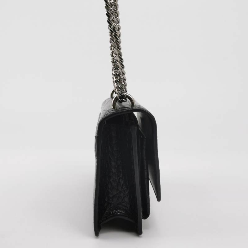 Saint Laurent Sunset日落包迷你牛皮純色鱷魚紋YSL標誌單肩包-3