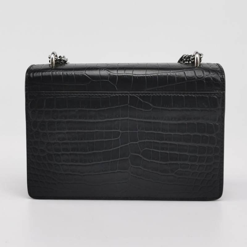 Saint Laurent Sunset日落包迷你牛皮純色鱷魚紋YSL標誌單肩包-4