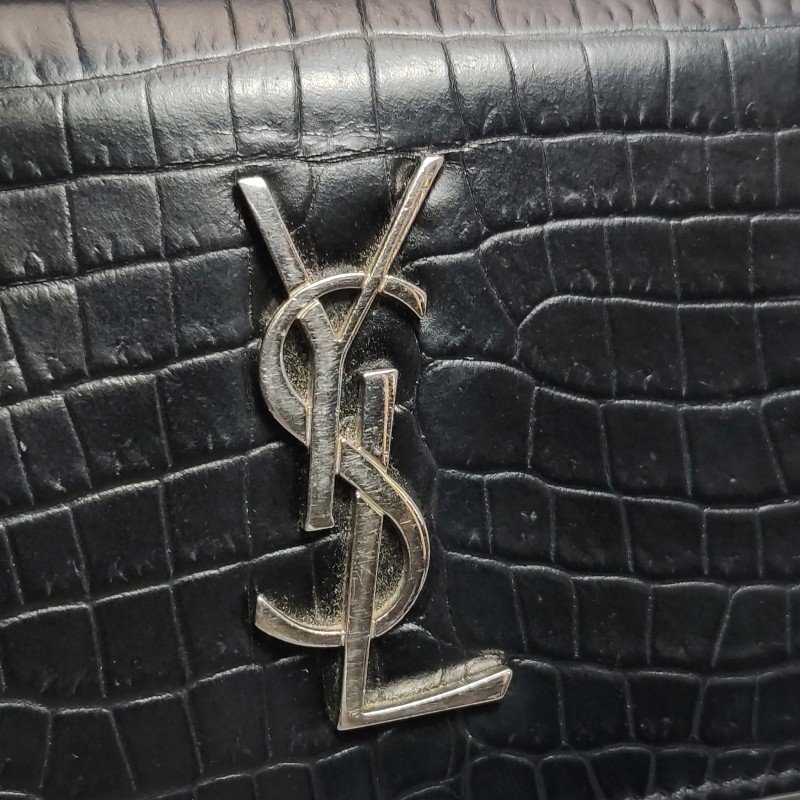 Saint Laurent Sunset日落包迷你牛皮純色鱷魚紋YSL標誌單肩包-10