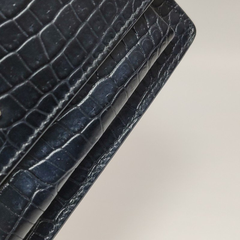 Saint Laurent Sunset日落包迷你牛皮純色鱷魚紋YSL標誌單肩包-16