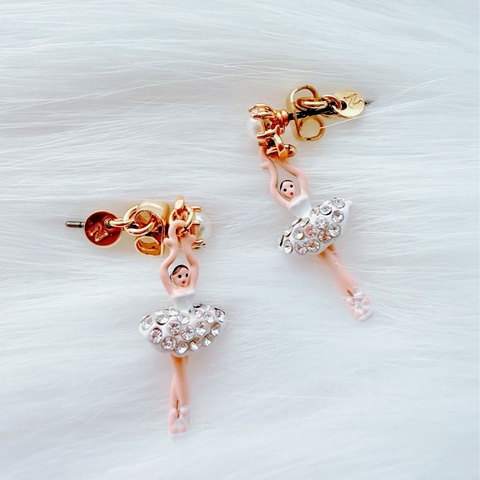 Les Nereides  芭蕾舞伶耳環 經典白鑽款 法國設計 優雅氣質