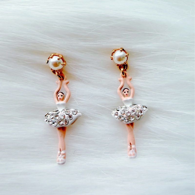 Les Nereides 芭蕾舞伶耳環 經典白鑽款 法國設計 優雅氣質-1