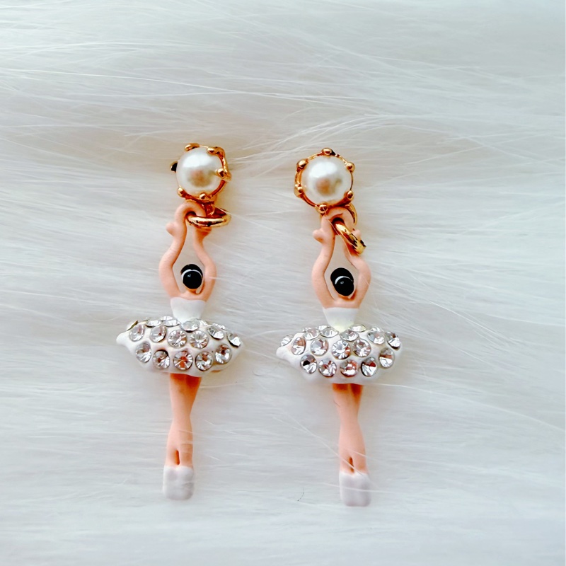 Les Nereides 芭蕾舞伶耳環 經典白鑽款 法國設計 優雅氣質-2