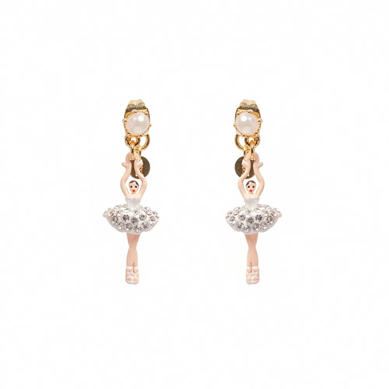 Les Nereides 芭蕾舞伶耳環 經典白鑽款 法國設計 優雅氣質-3